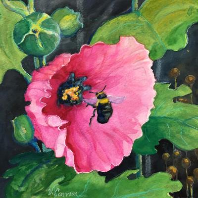 “Hollyhock and Bee”